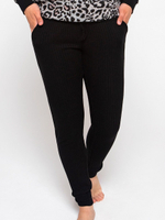 Домашние брюки из вискозной ткани в рубчик (Размер: XL) (Цвет: черный)