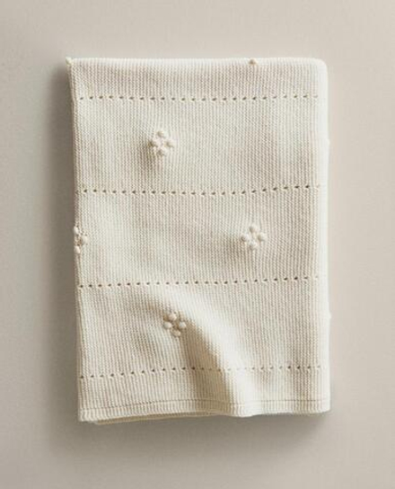 ZARA HOME ДЕТСКИЙ ВЯЗАНЫЙ ПЛЕД, ЭКРЮ