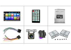 Автомагнитола сенсорная 7" 2DIN с пультом на руль и камерой (Bluetooth, USB, AUX, Mirror Link)