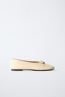 ZARA БАЛЕТКИ CHARM, ВАНИЛЬНО-ЖЕЛТЫЙ