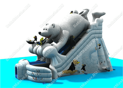 Большой надувной батут-горка "Мишка на севере"