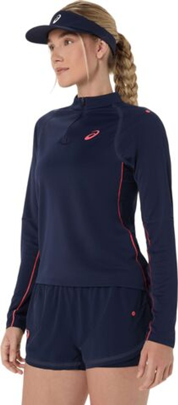 Женская теннисная футболка с длинным рукавом Asics Match 1/2 Zip Long Sleeve - midnight