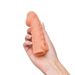 Телесная закрытая насадка 13,8см с венками Kokos Cock Sleeve 006 Size S