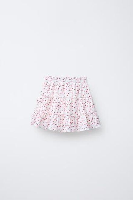 ZARA ЮБКА-ШОРТЫ ИЗ РЕЛЬЕФНОЙ ТКАНИ С ПРИНТОМ, КРАСНЫЙ