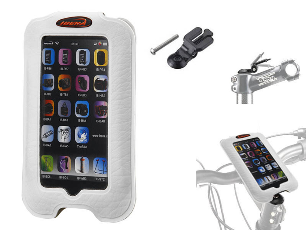 Чехол белый на руль для 4" IPhone / Smatrphone/ GPS, крепится на якорь. IB-PB8Q4