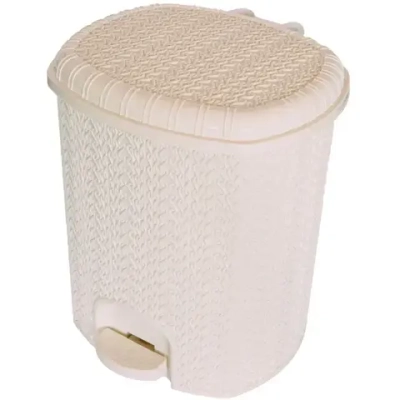 Ведро для мусора с педалью 11л Вязание (бежевый)