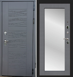 Входная дверь в квартиру с зеркалом Рекс Сканди Дарк Грей (темно-серый)/ зеркало Пастораль Графит