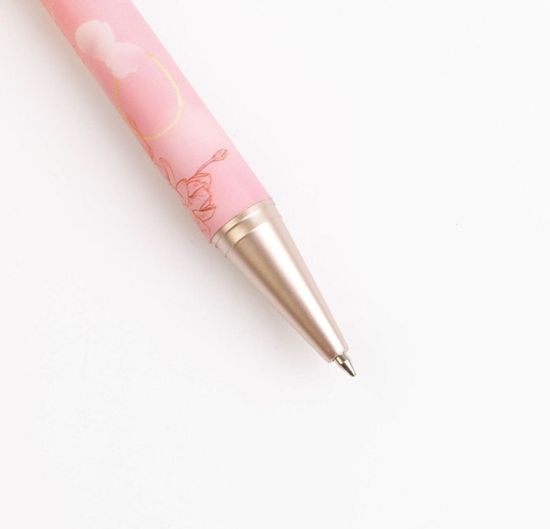 Ручка Любимый учитель, матовая, синяя паста, фурнитура розовое золото, пластик, 1.0 мм