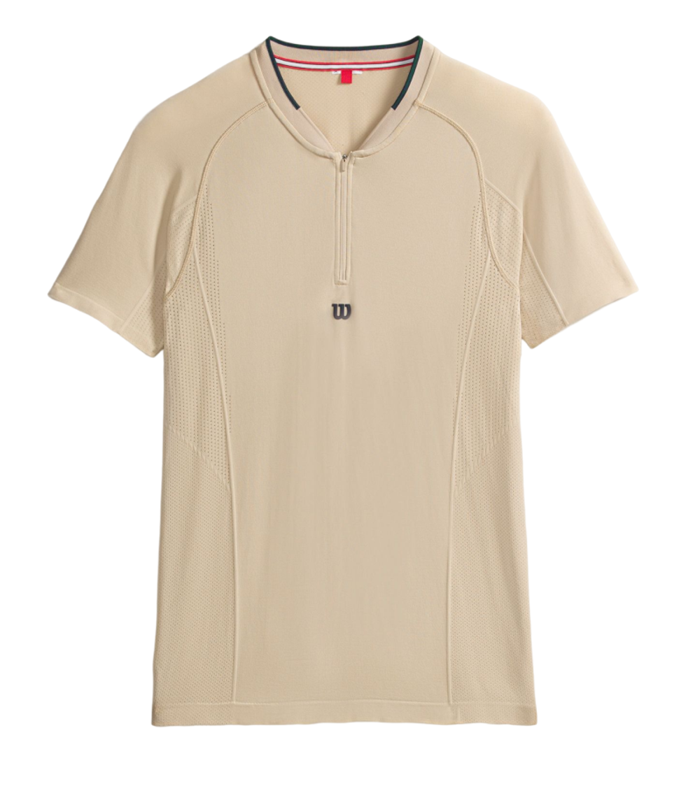 Мужское теннисное поло Wilson Players Seamless Zip Henley 2.0 - safari