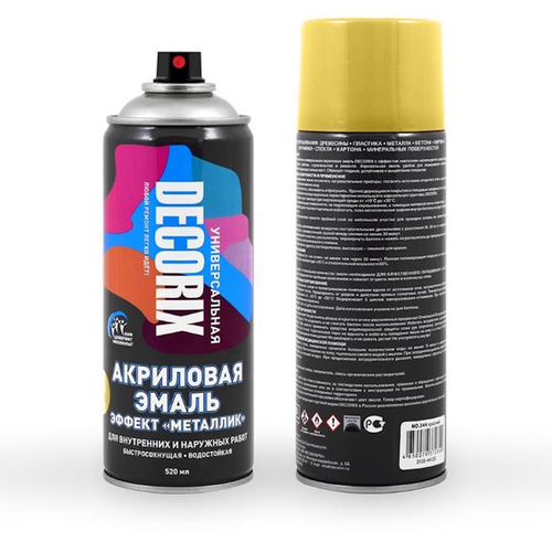 Эмаль аэроз. DECORIX акрил.  металлик золото хром 520мл  0103-19 DX