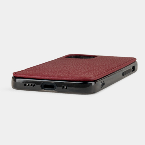 Чехол-накладка для iPhone 12 Mini из кожи теленка вишневого цвета