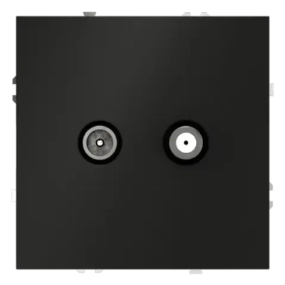 Розетка телевизионная встраиваемая VOLTUM S70 оконечная TV+SAT, (черный матовый)