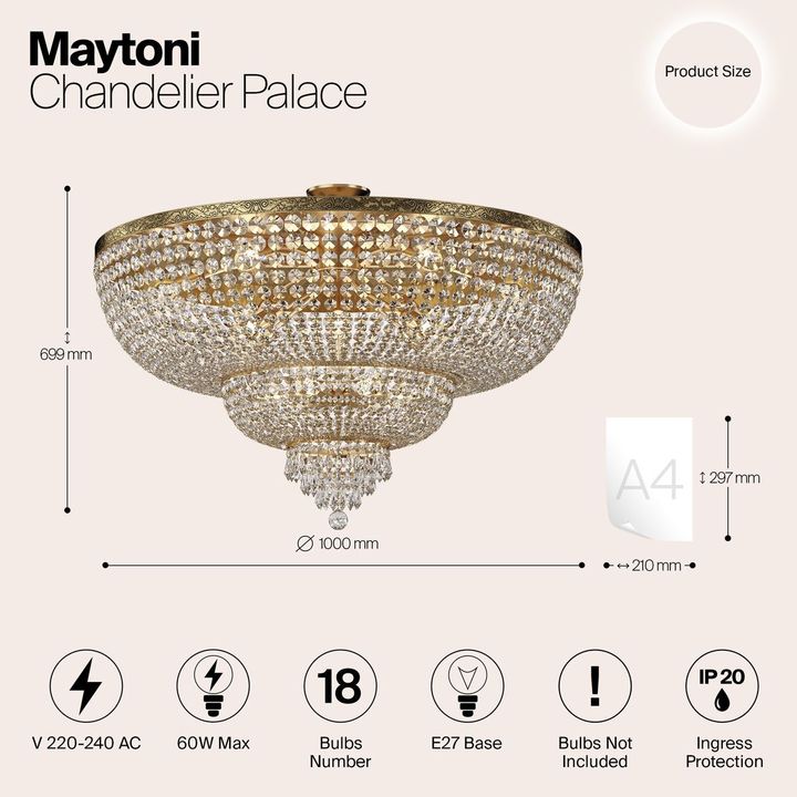 Потолочная люстра Maytoni Palace DIA890-CL-18-G