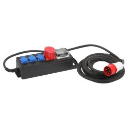 Удлинитель силовой ЭРА IND380-SF-4e-5x4-5m-IP44 380В на каучуковой колодке 4 розетки 1xCEE 5P/3xSCHUKO 5м КГ 5х4 32A | Силовые удлинители