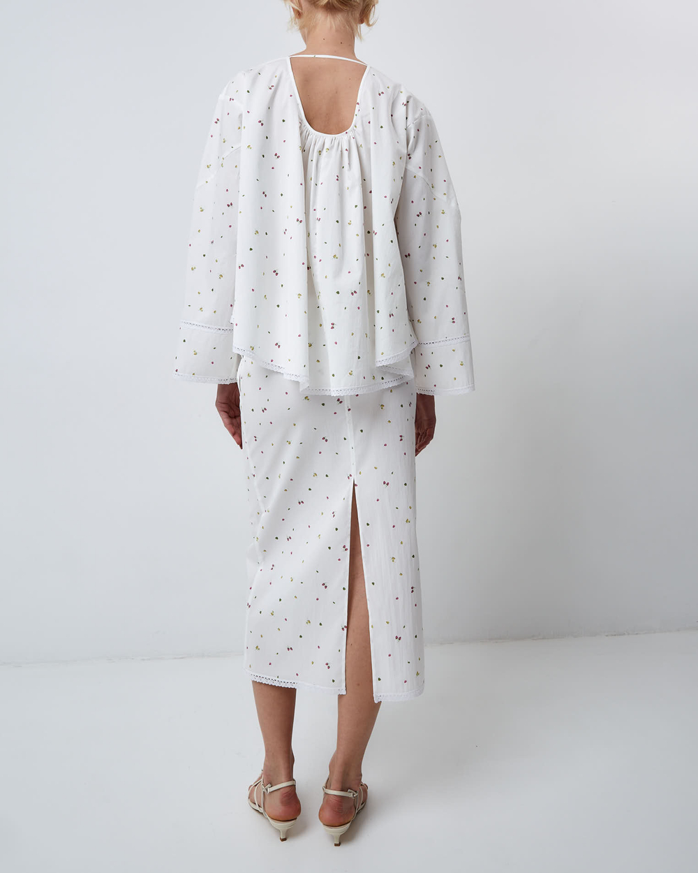 Юбка из смесового хлопка малина белый