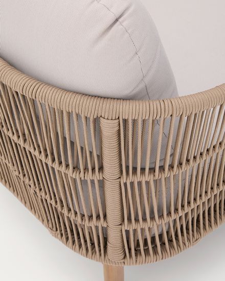 Двухместный шезлонг Catalina из бежевого шнура и массива акации Испания La Forma