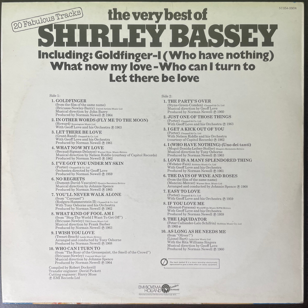 Shirley Bassey ‎– The Very Best Of Shirley Bassey (Голландия 1976г.)