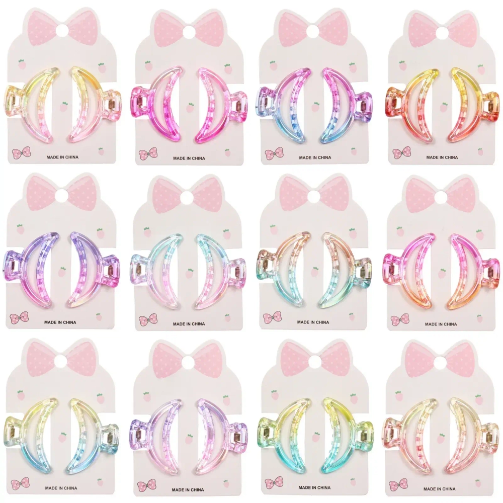 Заколки-крабы для волос 2шт «Мон Ляруш», классика, микс 6 цветов, 4,5см (Блистер)