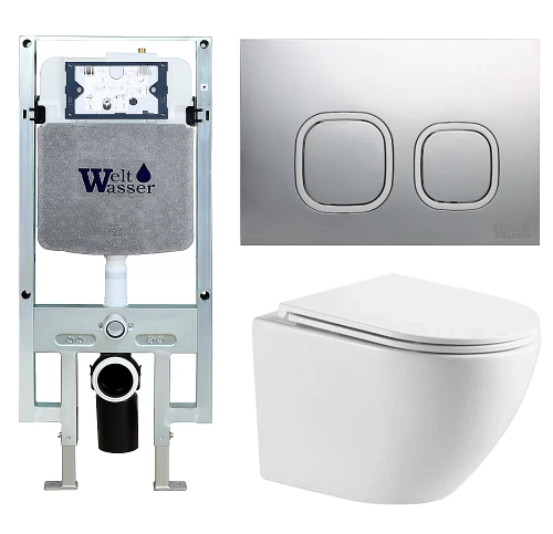 Унитаз с инсталляцией WeltWasser AMBERG 497 ST + MERZBACH 043 MT-WT + AMBERG RD-MT CR
