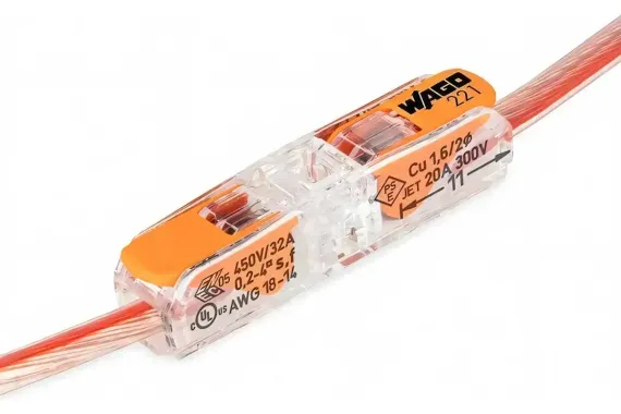 Клемма Wago Cu 2*4 рычаги прозрачная 39836