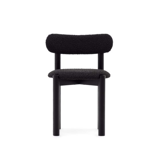 Nebai Стул из черной ткани букле и массива дуба с черной отделкой Испания La Forma