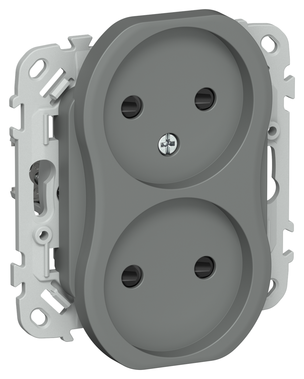 FLITE Розетка 2-местная без заземления с защитными шторками 10А РСш02-0-ФлМА мокрый асфальт IEK