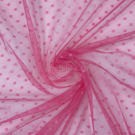 Сетка неэластичная ярко-розовая в горох 5 мм, 155 см, цв. 909
