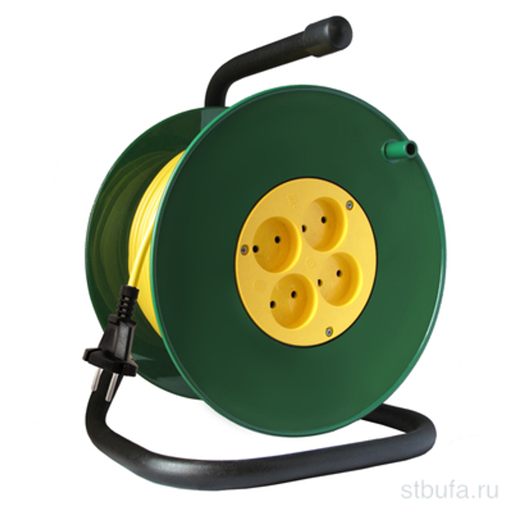 Удлинитель на пласт. катушке, 50м, 4 гнезда, ПВС 2*1, 2200Вт, без заземл.конт, Союз, 481S-3205---