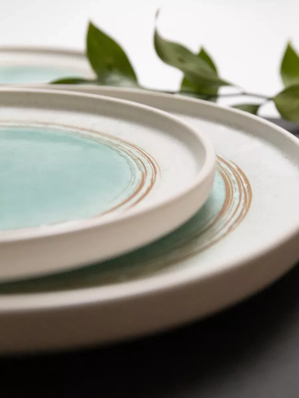 Тарелка с бортами, 21 см Аквамариновое золото