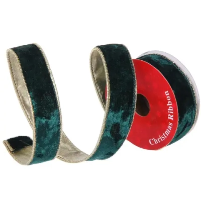 Лента для декорирования «Велюр» 2,5 см, 2,7 м, Темный изумруд