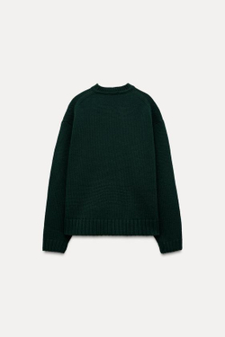 ZARA ОДНОТОННЫЙ СВИТЕР, ЗЕЛЕНЫЙ