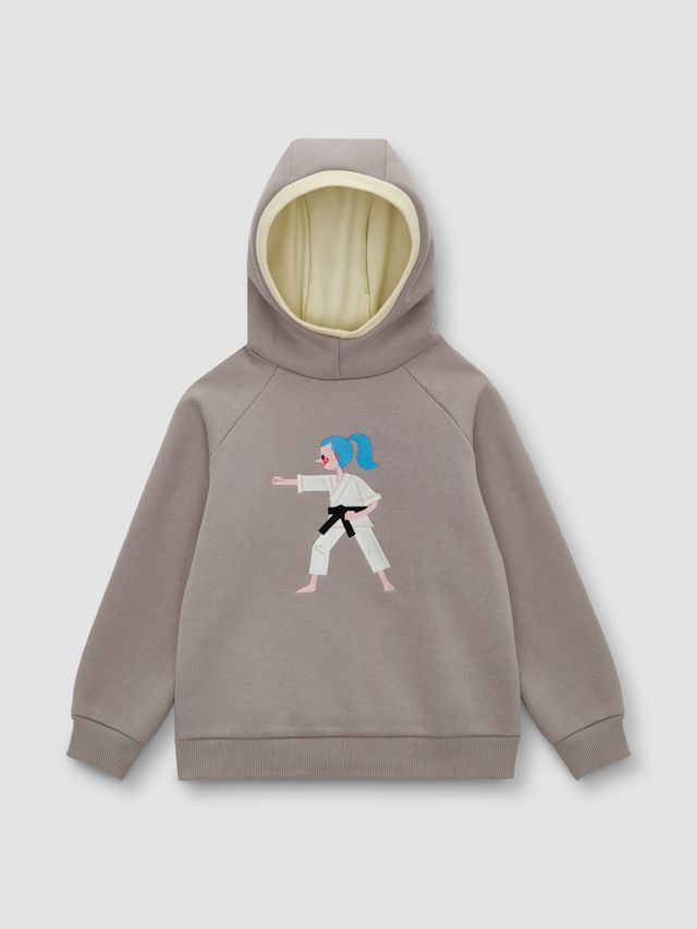 Худи серо-бежевый ЕДИНОБОРСТВА