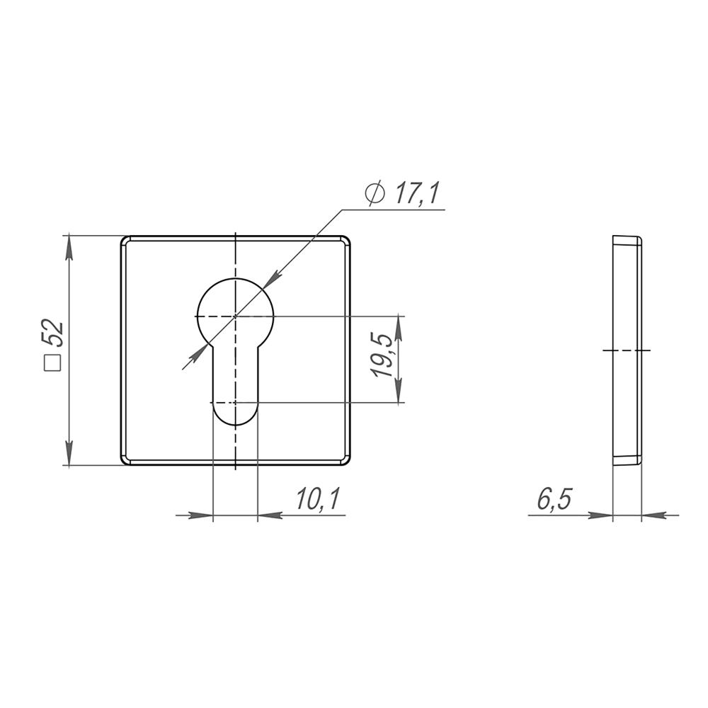Накладка под цилиндр ET.K.SL52 (ET SL) BL-24 черный