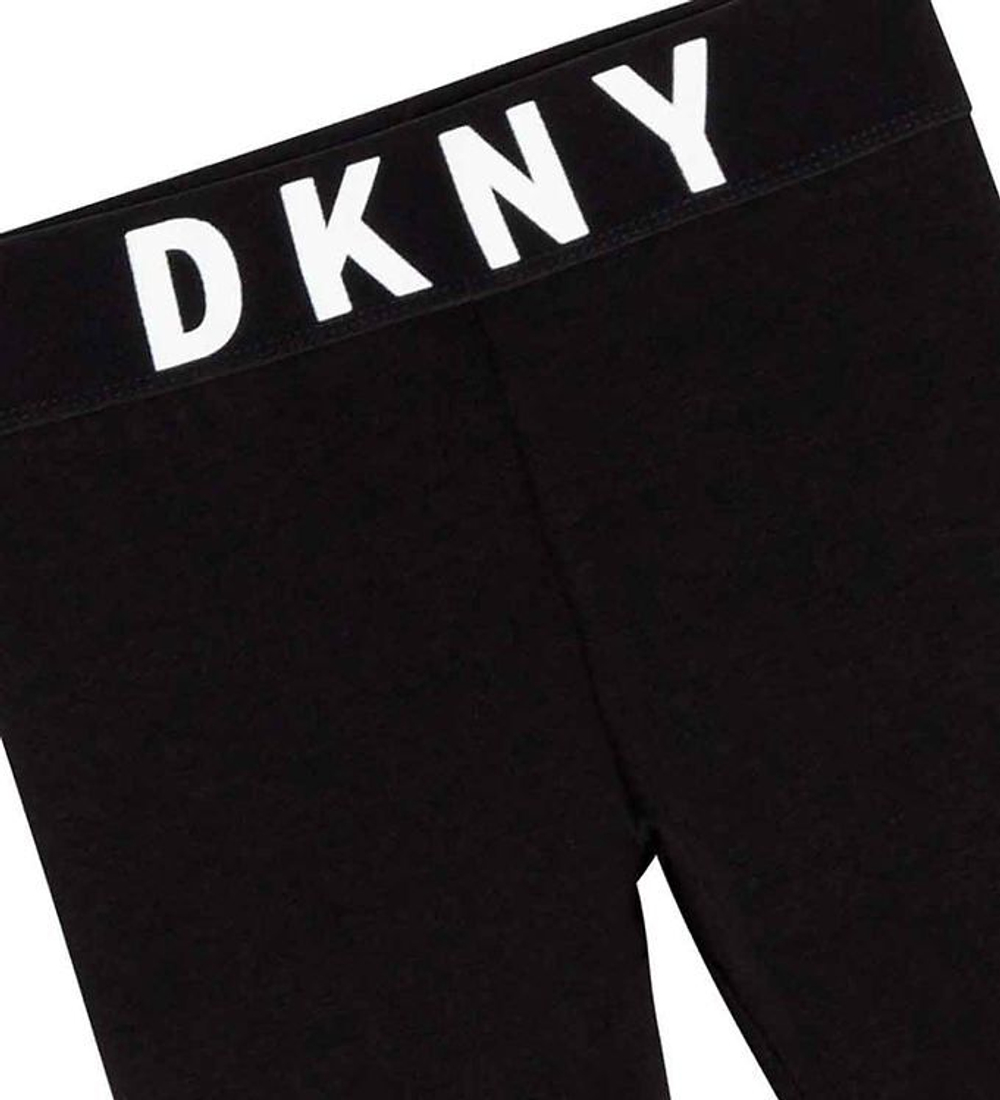 Леггинсы х/б DKNY Черный/Пояс-резинка с логотипом Девочка