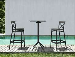 Стол пластиковый барный складной Sky Folding 60х60 черный