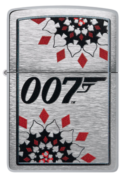 Зажигалка Zippo James Bond™ с покрытием Brushed Chrome, латунь/сталь, серебристая, 38x13x57 мм