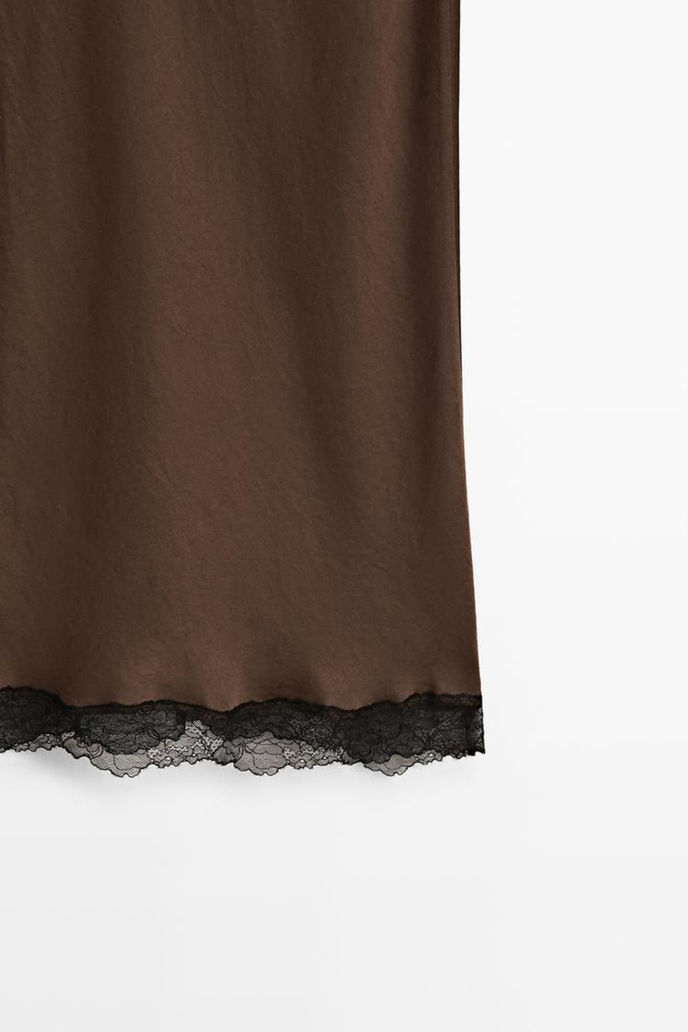 Massimo Dutti Юбка миди с кружевной отделкой, коричневый