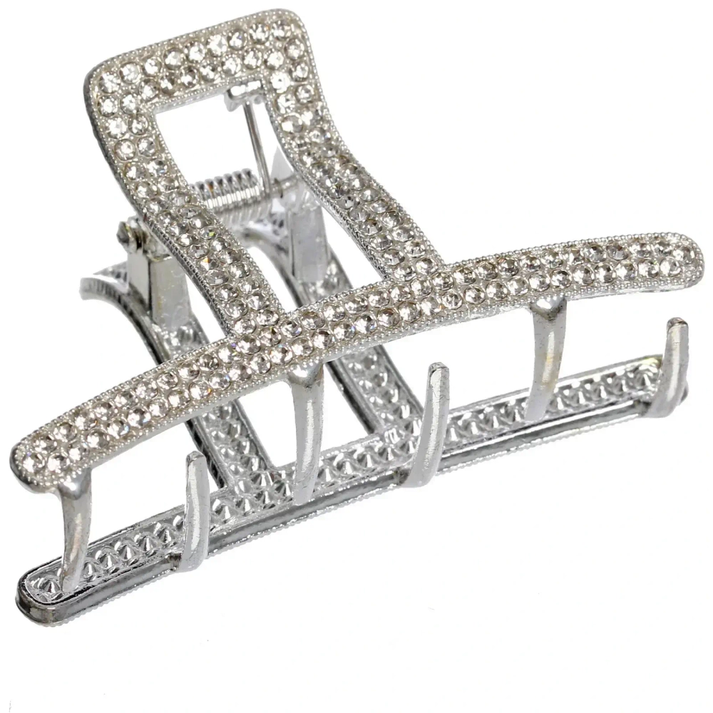 Заколка-краб для волос «AKS - DesignPRO», стразы, классика, цвет золото и хром, 5.8*3,2см