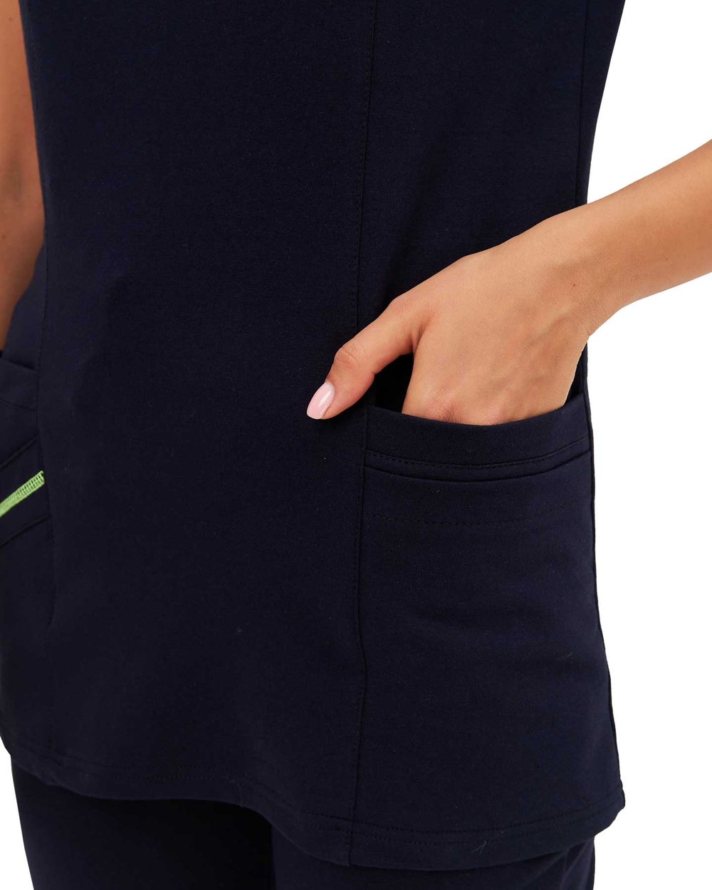 Костюм трикотажный Т-305 женский, блуза, брюки, тёмно-синий