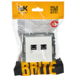 BRITE Розетка двойная RJ11+RJ45 кат.5E РК/Т12-БрБ белый IEK