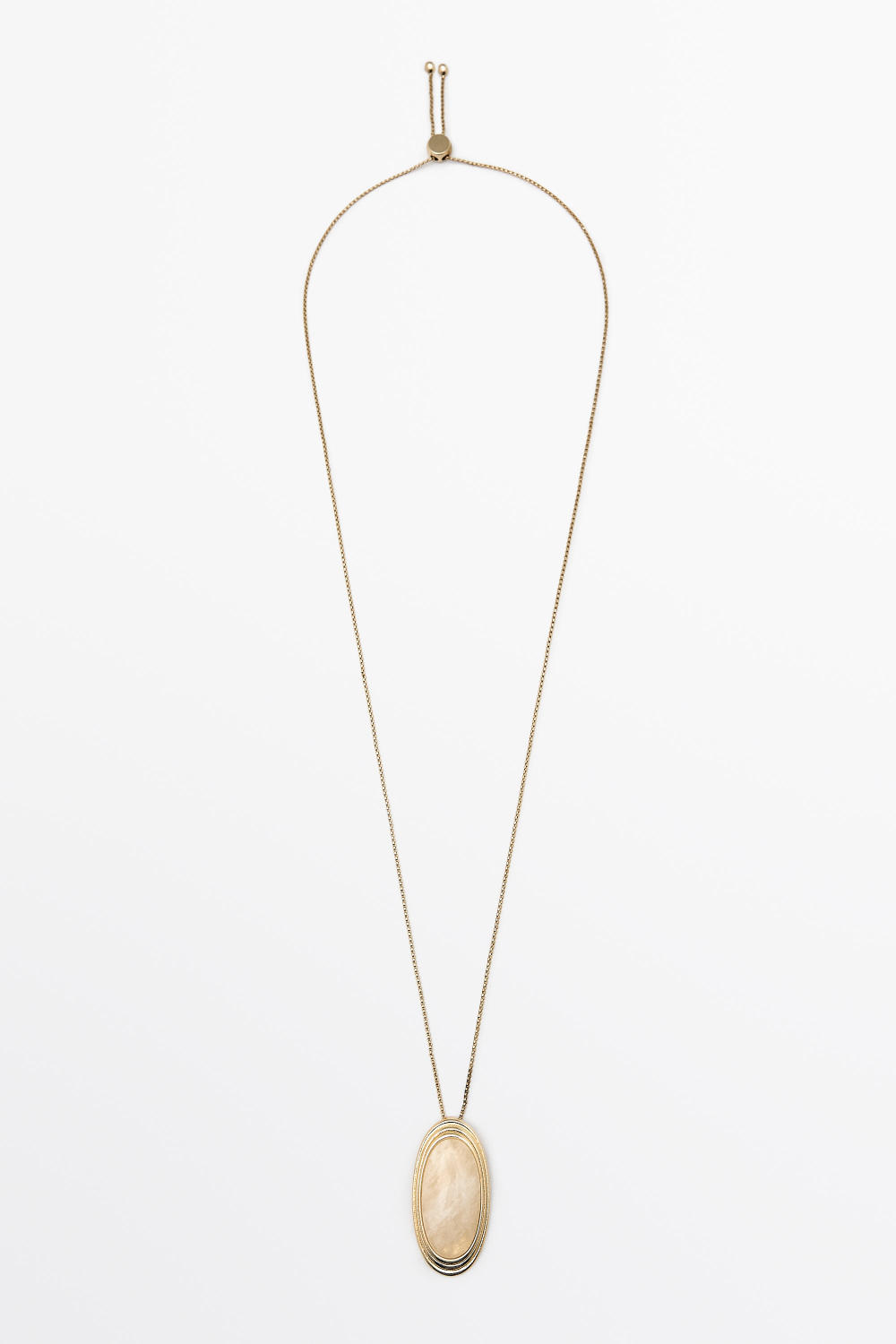 Massimo Dutti Колье с овальной подвеской из кварца, золотистый