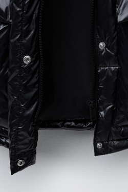 ZARA ПУХОВИК С НАПОЛНИТЕЛЕМ ИЗ ПЕРА И ПУХА WATER REPELLENT, ЧЕРНЫЙ