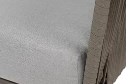 "Багамы" кресло плетеное из роупа, каркас алюминий бежево-серый (RAL7006) муар, роуп серо-коричневый 23мм, ткань светло-серая