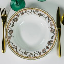 Lenardi 125-183 Набор 6 глубоких тарелок 23см ЗОЛОТОЙ ЦВЕТОК в под.упак (х6)Костяной фарфор