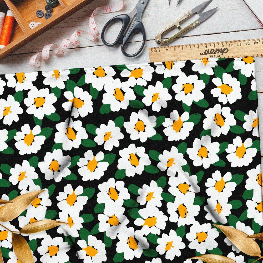 Ткань дюспо цветы ромашки