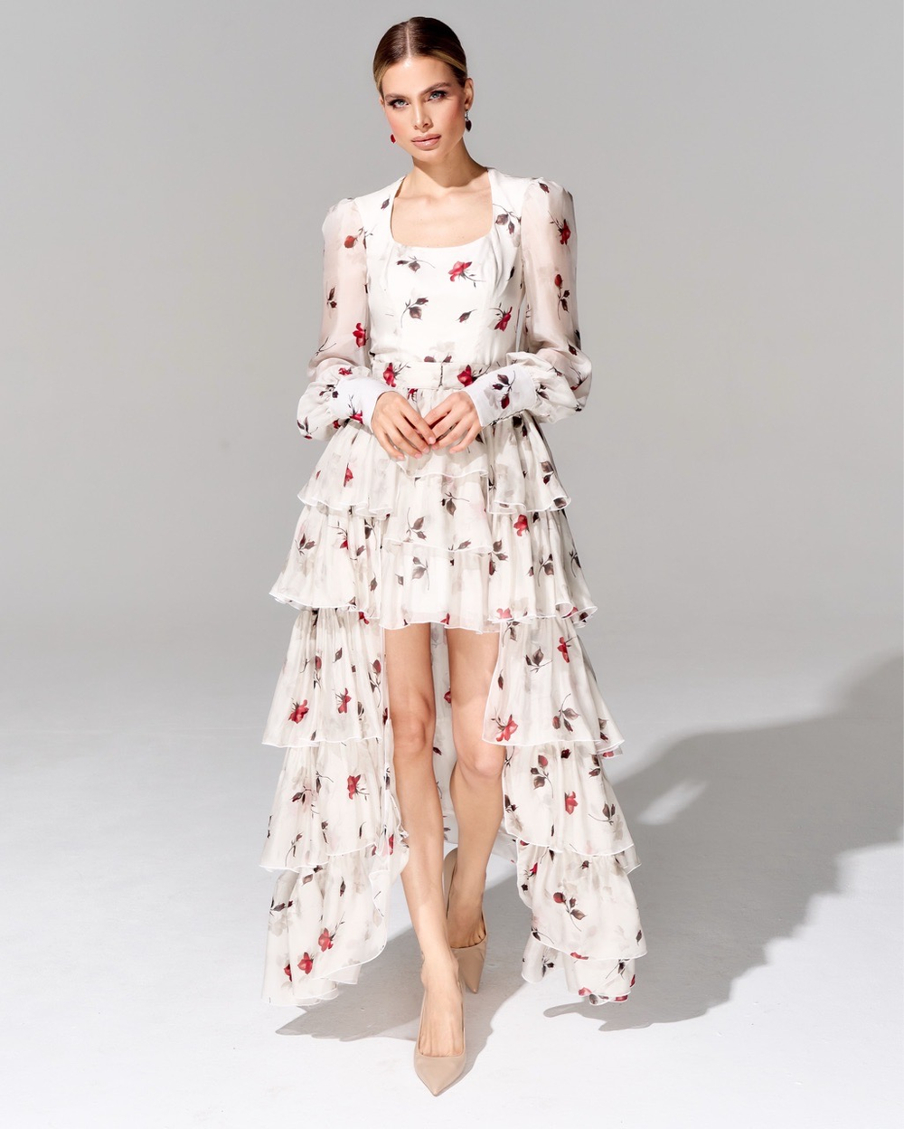 Платье длины мини из 100% шелка