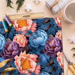 Ткань премиум мембрана яркий ночной цветочный хор