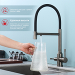 Смеситель для кухни с подключением фильтра Raglo R81.63.09, графит