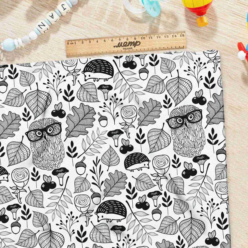 Ткань таффета совы и ежи