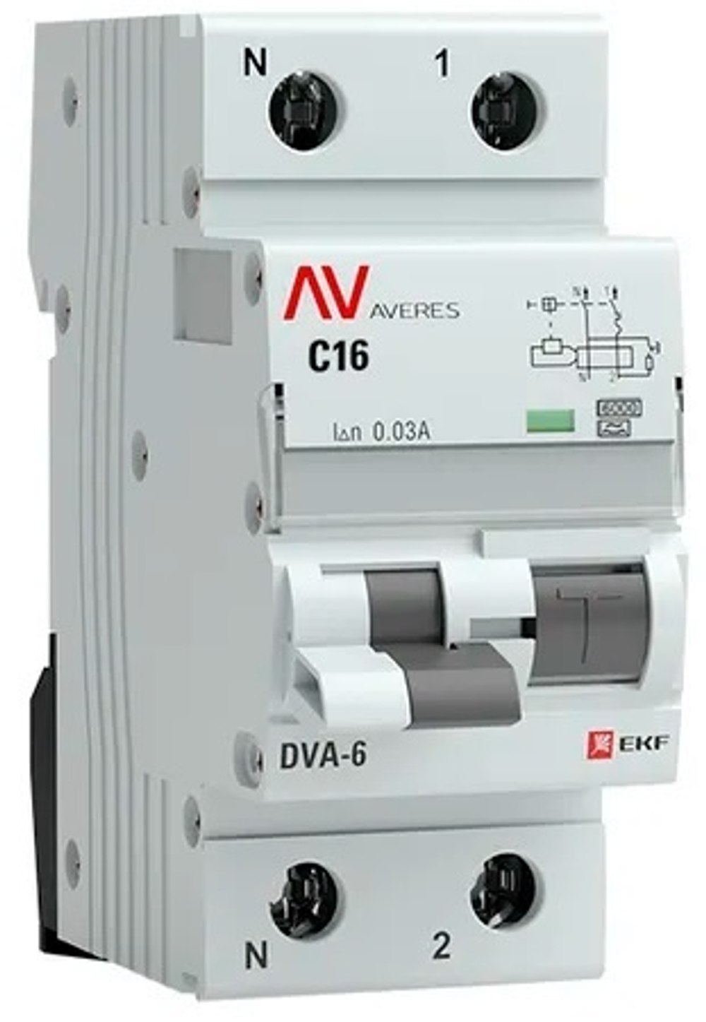 Автомат дифференциальный EKF rcbo6-1pn-16C-30-a-av